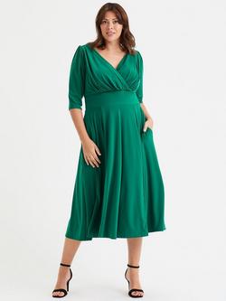 Scarlett & Jo Helena Wrap Neck Midi Dress, Green