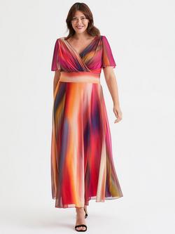 Scarlett & Jo Isabelle Ombre Angel Sleeve Maxi Dress, Pink Ombre, Pink Ombre