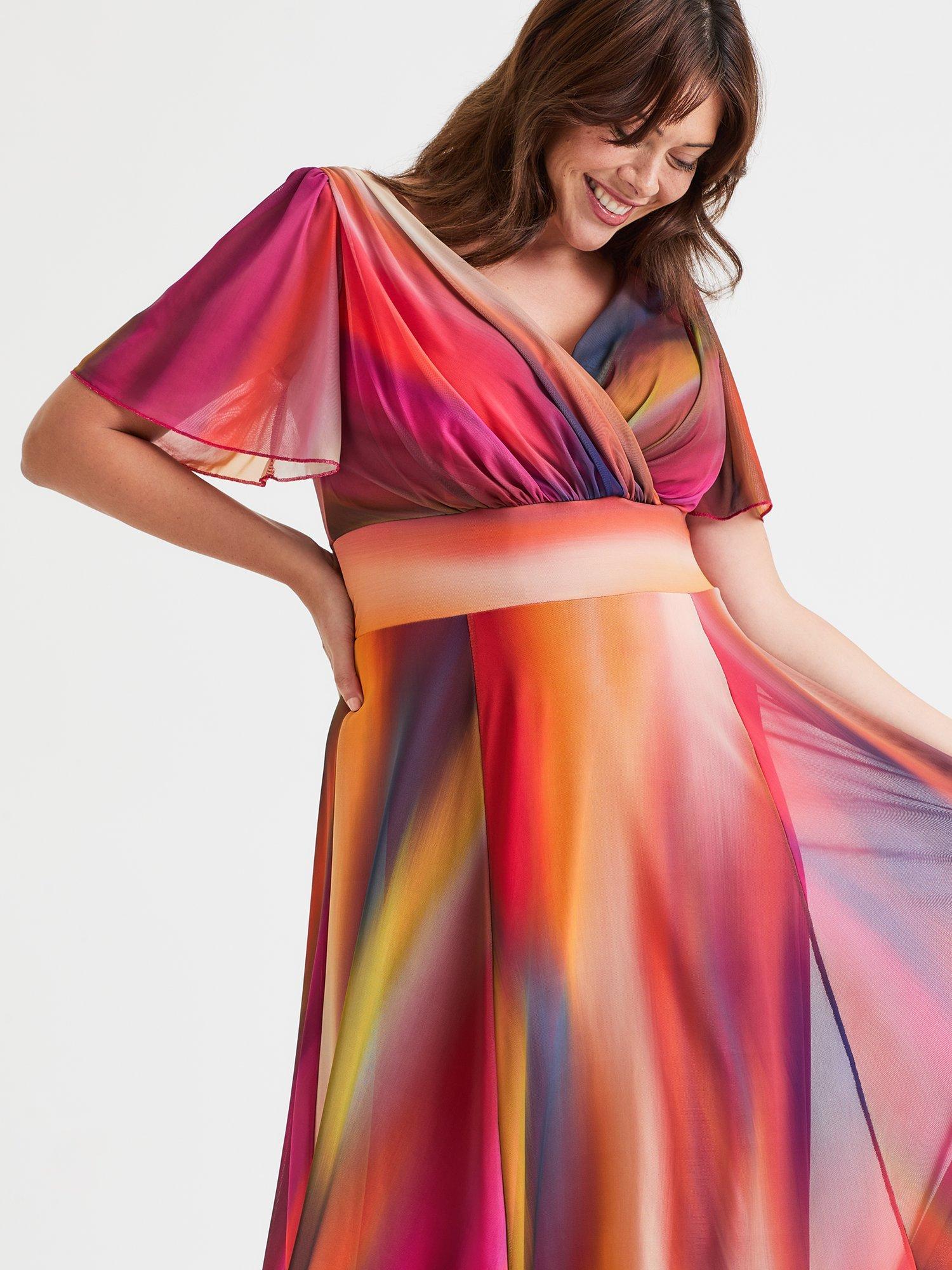 Product image 2 of 4, which shows Scarlett & Jo Isabelle Ombre Angel Sleeve Maxi Dress, Pink Ombre, 12