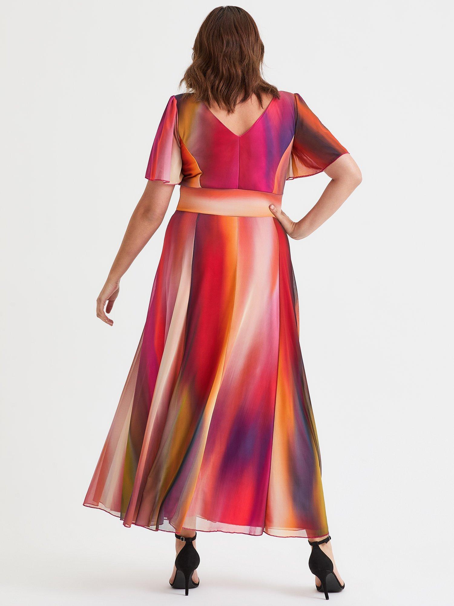 Product image 4 of 4, which shows Scarlett & Jo Isabelle Ombre Angel Sleeve Maxi Dress, Pink Ombre, 12