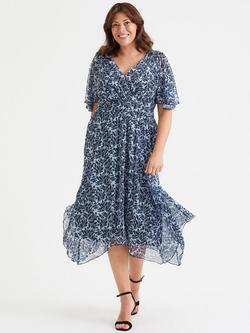 Scarlett & Jo Julie Flowers Hanky Hem Dress, Navy/Multi, Navy/Multi