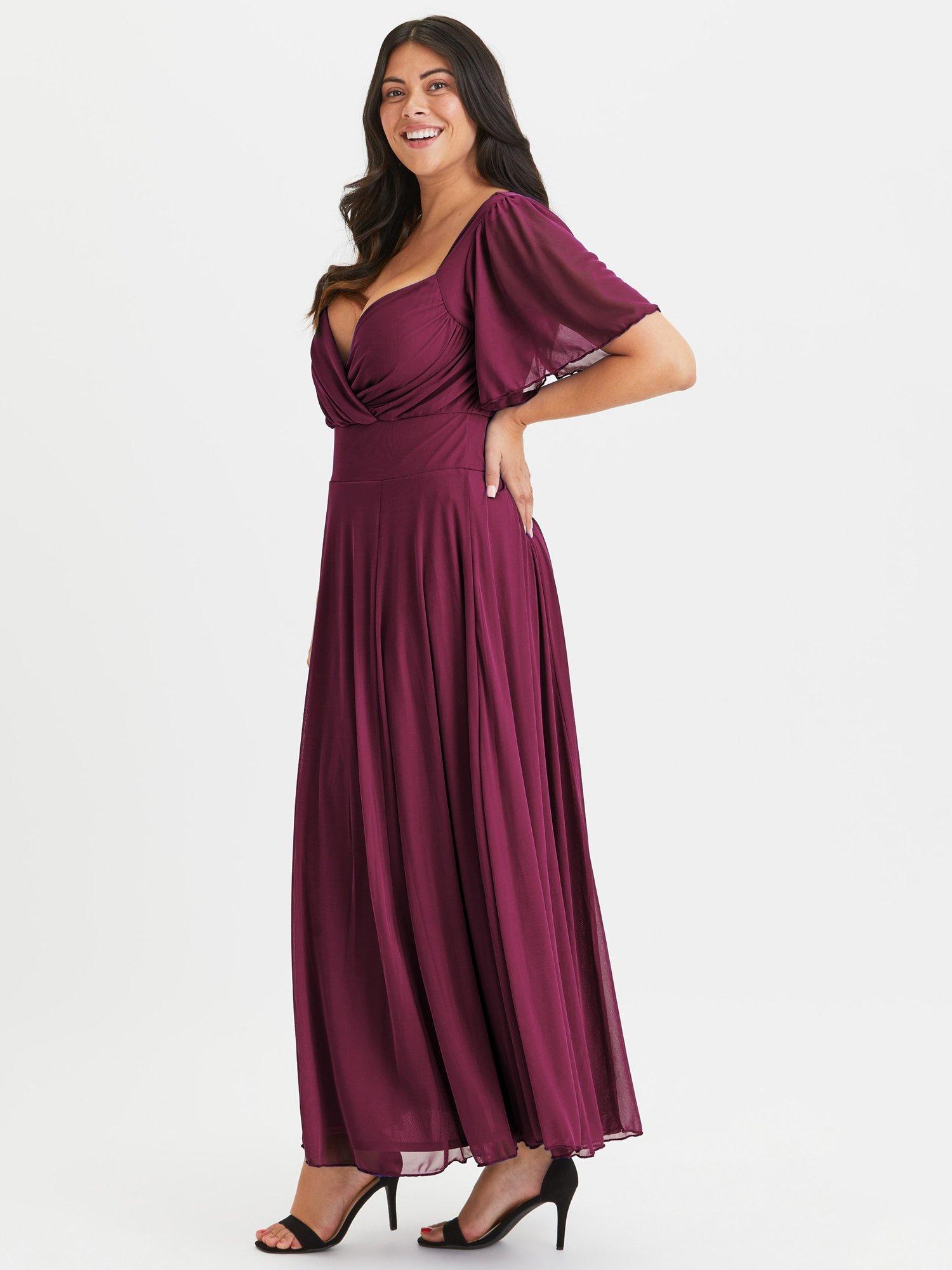 Product image 3 of 4, which shows Scarlett & Jo Kemi Mesh Maxi Dress, Wine, 12