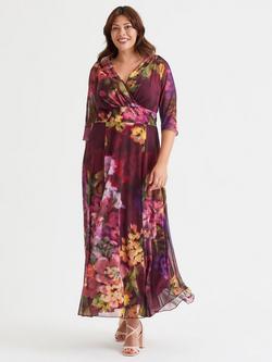 Scarlett & Jo Verity Floral Maxi Dress, Magenta/Multi, Magenta/Multi