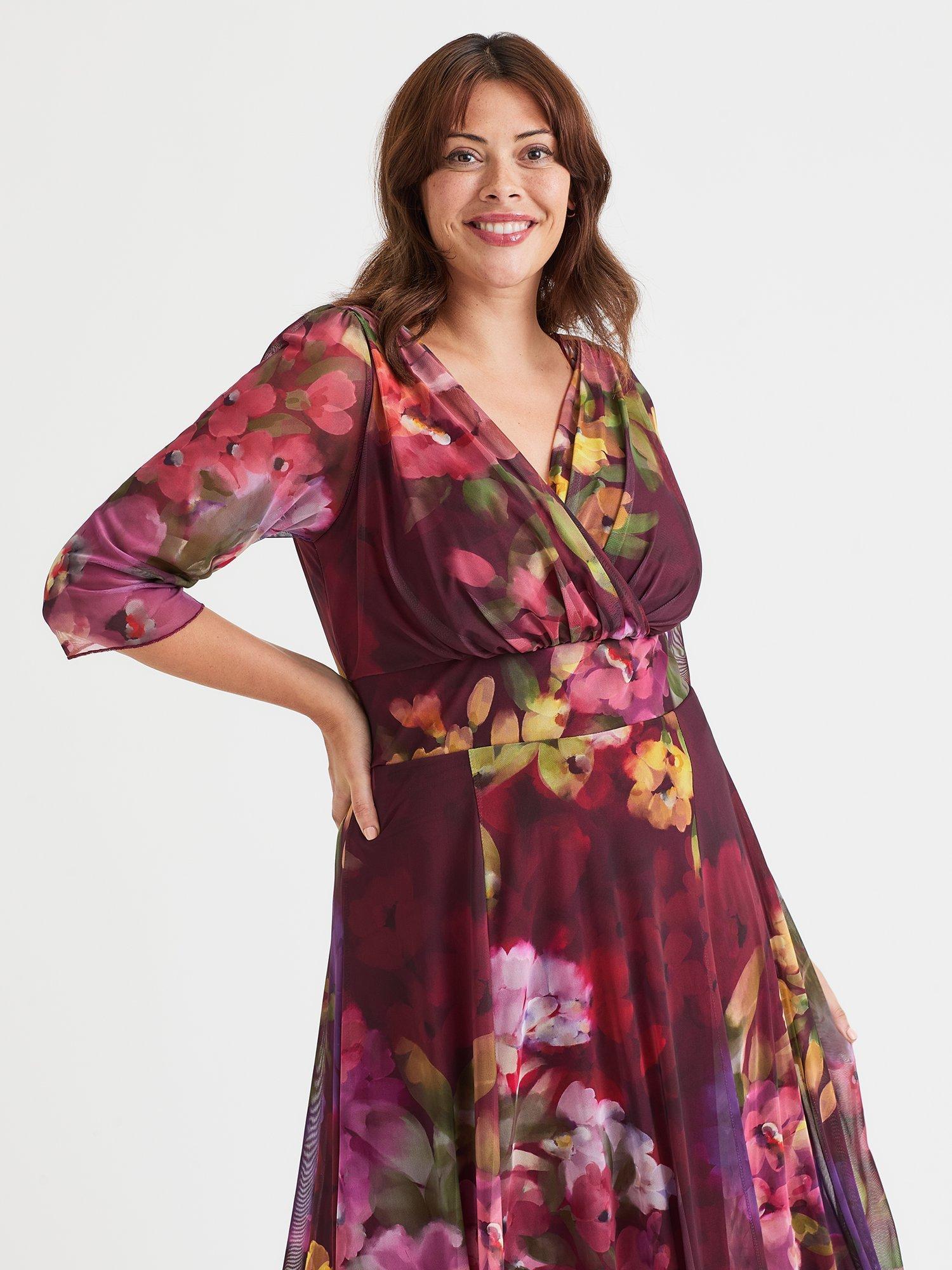 Product image 2 of 4, which shows Scarlett & Jo Verity Floral Maxi Dress, Magenta/Multi, 12