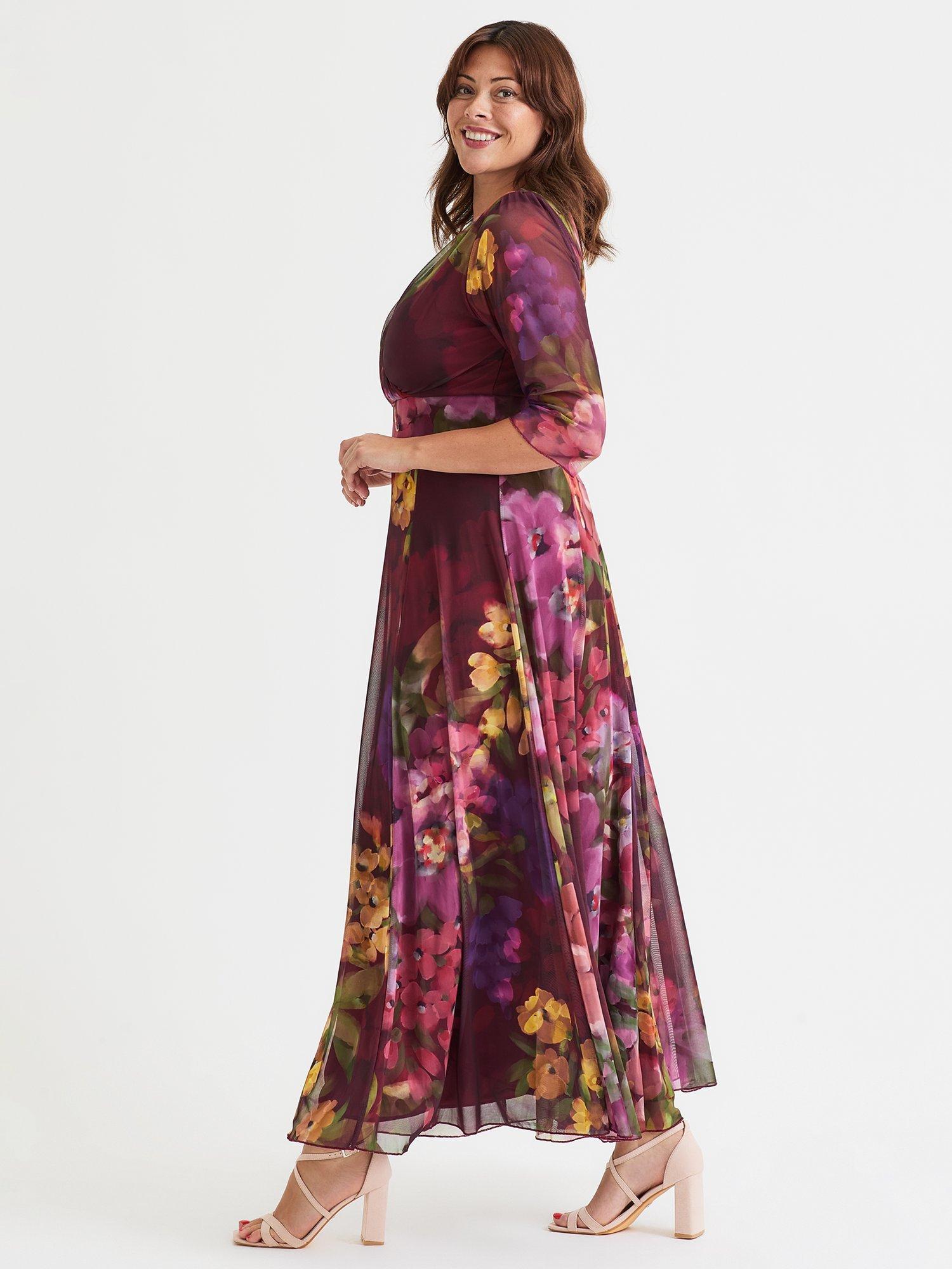 Product image 3 of 4, which shows Scarlett & Jo Verity Floral Maxi Dress, Magenta/Multi, 12
