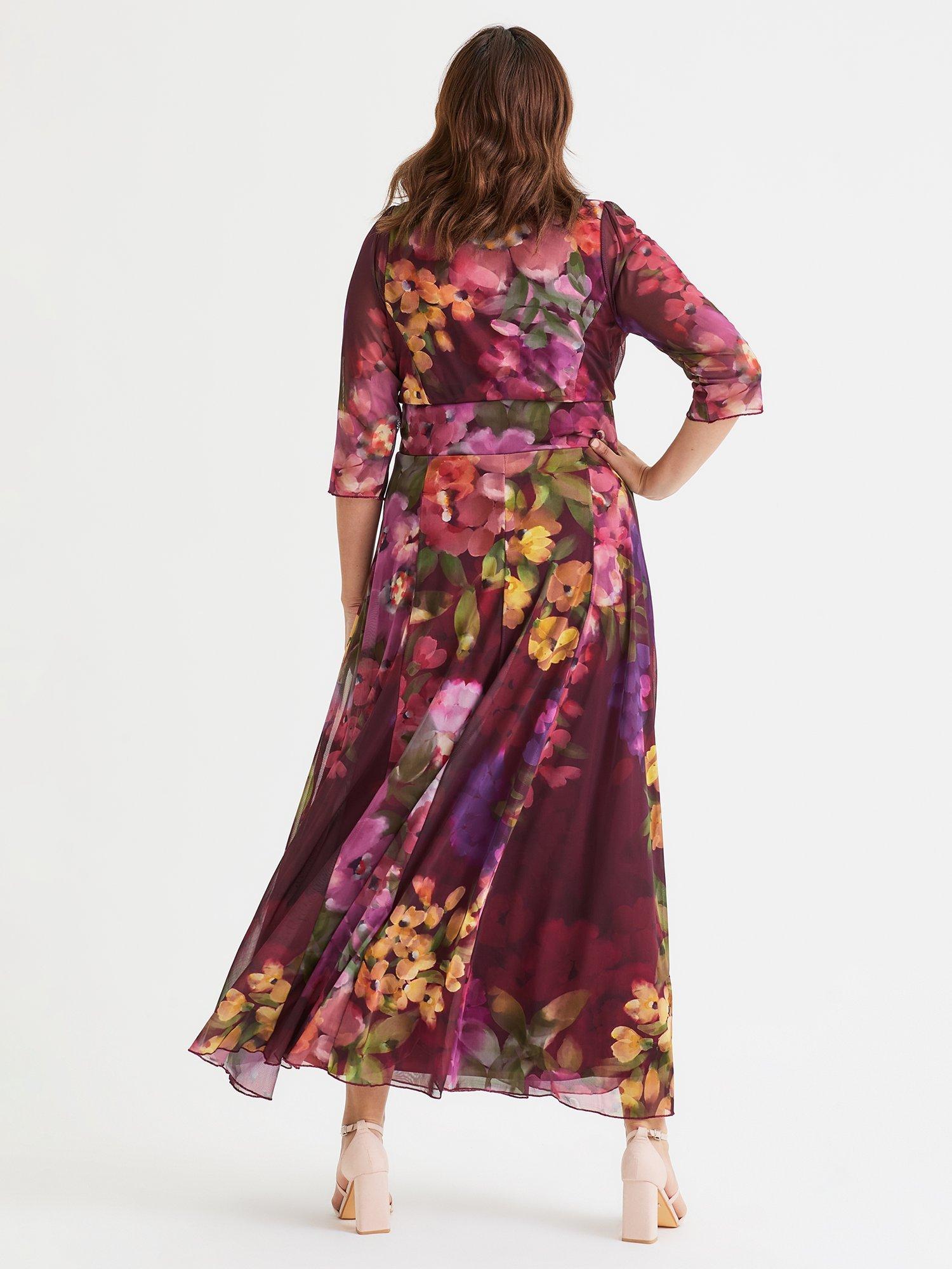 Product image 4 of 4, which shows Scarlett & Jo Verity Floral Maxi Dress, Magenta/Multi, 12