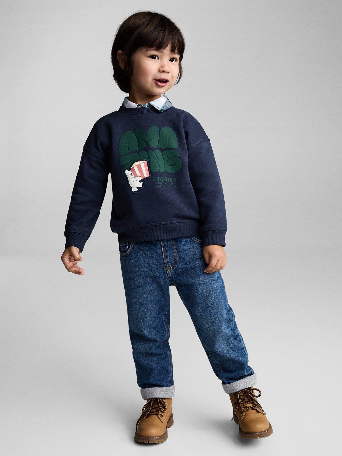 Product image 1 of 6, which shows Mango Kids' Stories Sweatshirt, Navy, 2-3 years