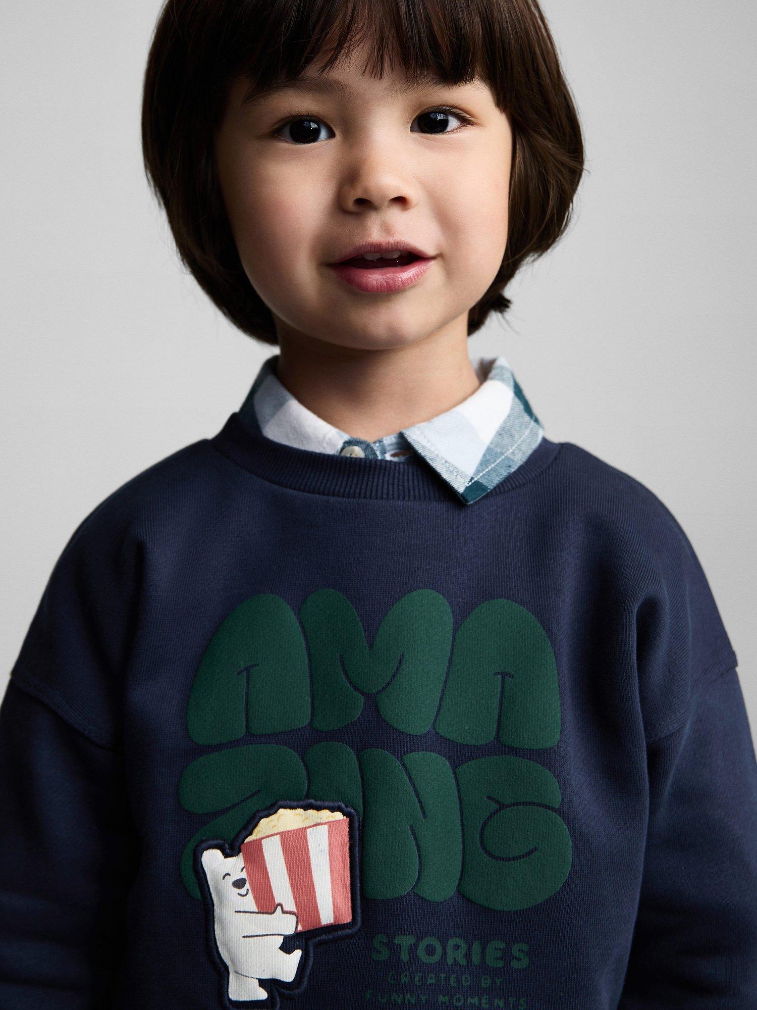Product image 2 of 6, which shows Mango Kids' Stories Sweatshirt, Navy, 2-3 years