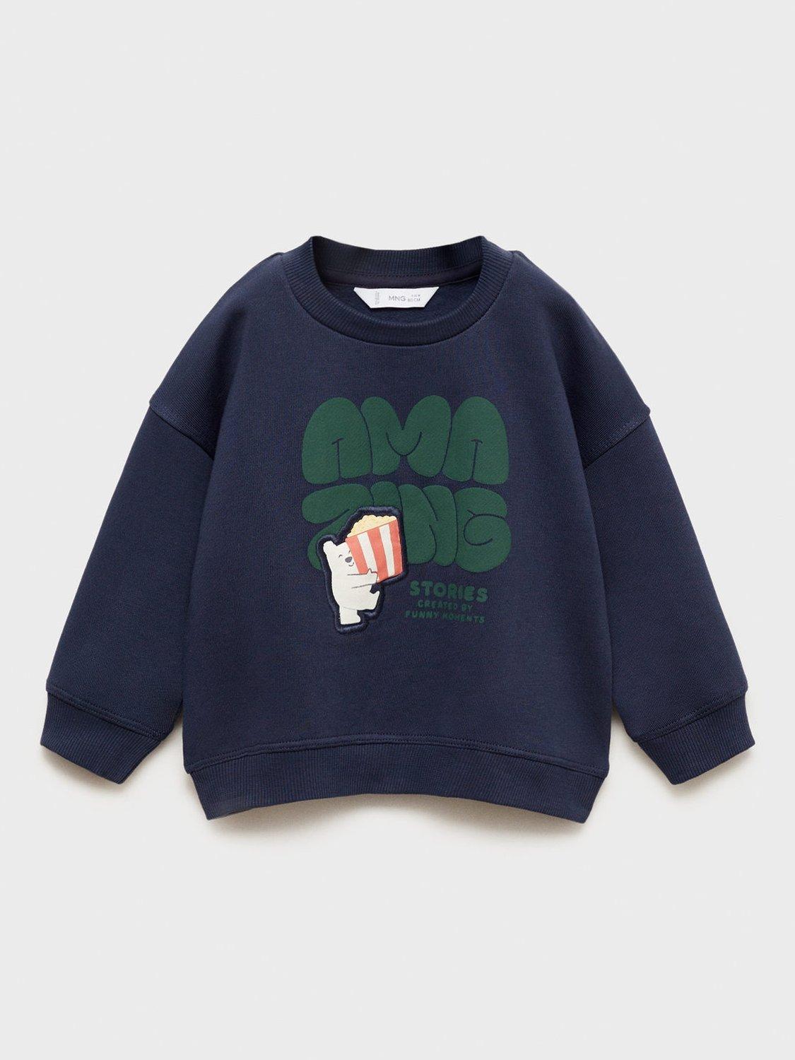 Product image 3 of 6, which shows Mango Kids' Stories Sweatshirt, Navy, 2-3 years