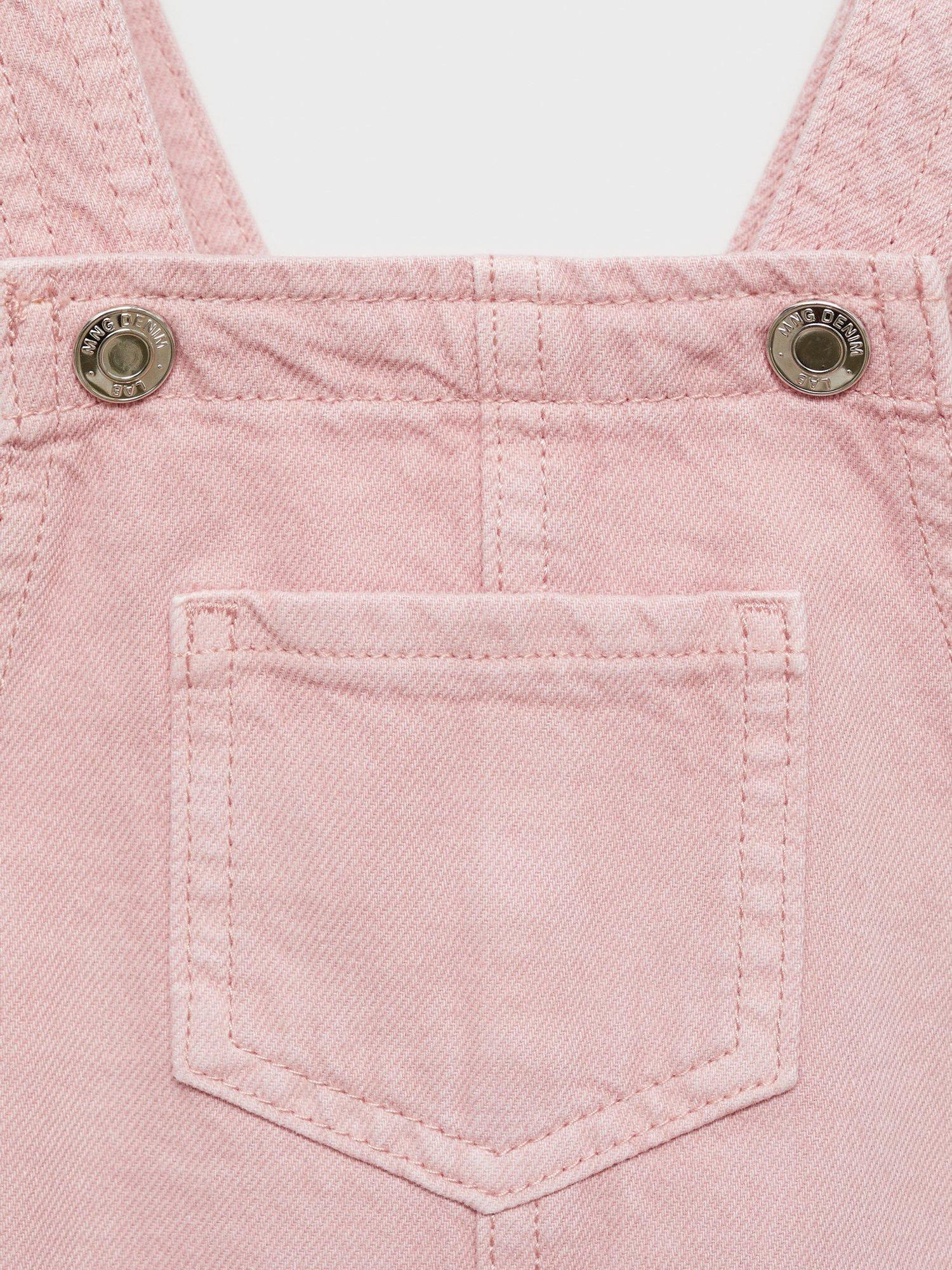 Mango Kids' Emiller Denim Dungarees, Pink