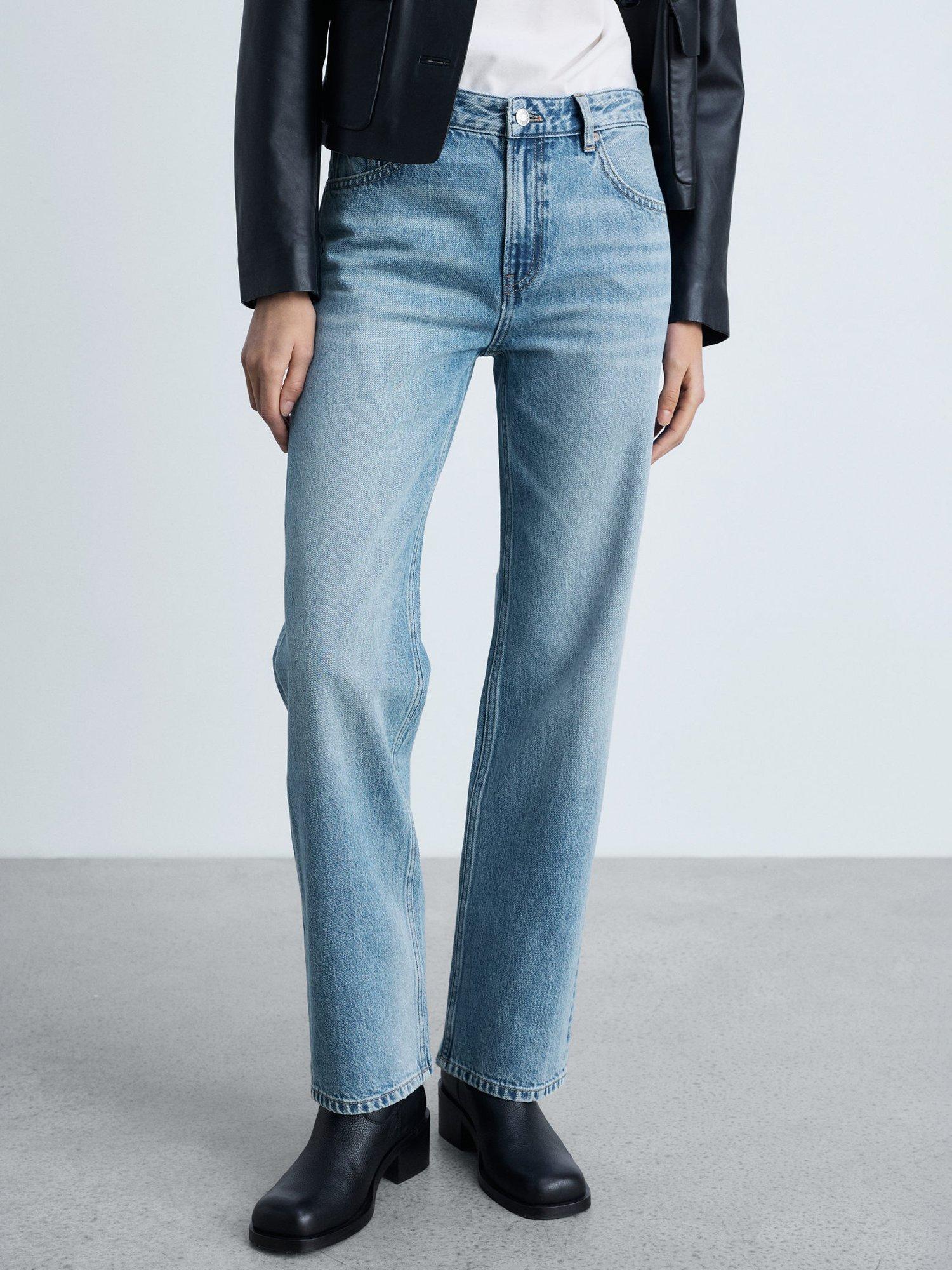 Product image 1 of 8, which shows Mango Miami Straight Jeans, Blue, 10