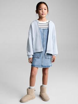 Mango Kids' Paula Denim Pinafore Dress, Open Blue - view 2, Open Blue