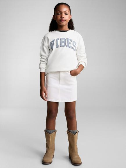 Mango Kids' Bella Denim Skirt, White - view 2, White