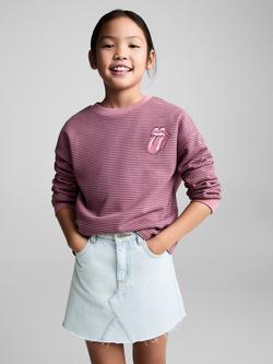 Mango Kids' Stella Frayed Denim Mini Skirt, Open Blue, Open Blue