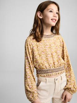 Mango Kids' Utility Wide Leg Jeans, Light Beige, Light Beige