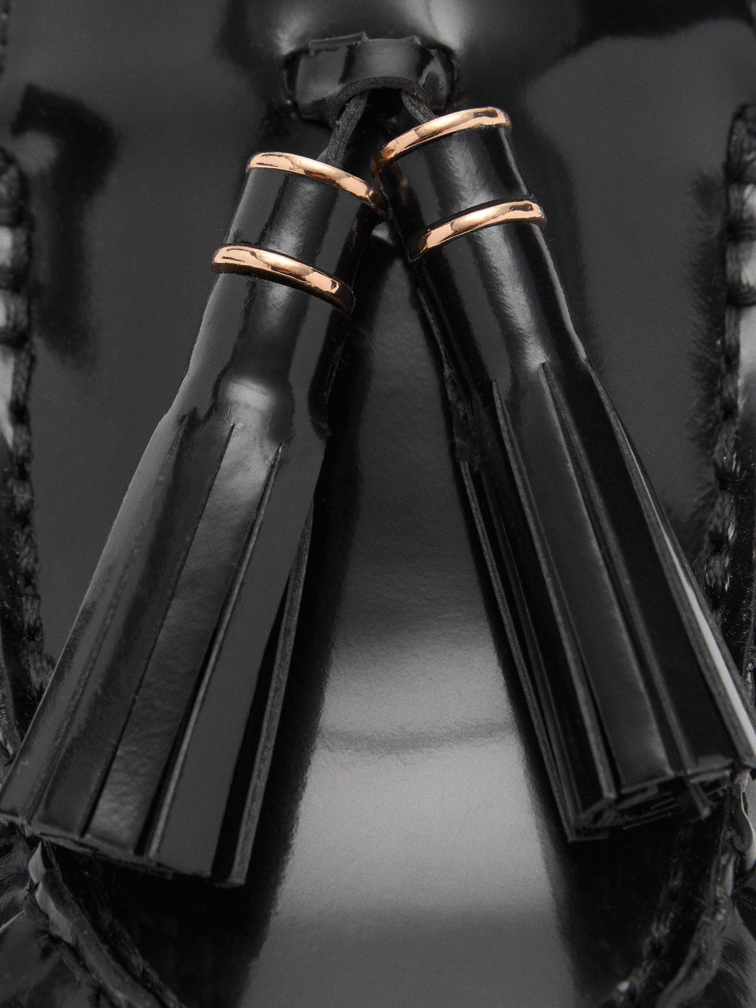 Product image 4 of 5, which shows Mango Borla Leather Tassel Loafers, Black, 2