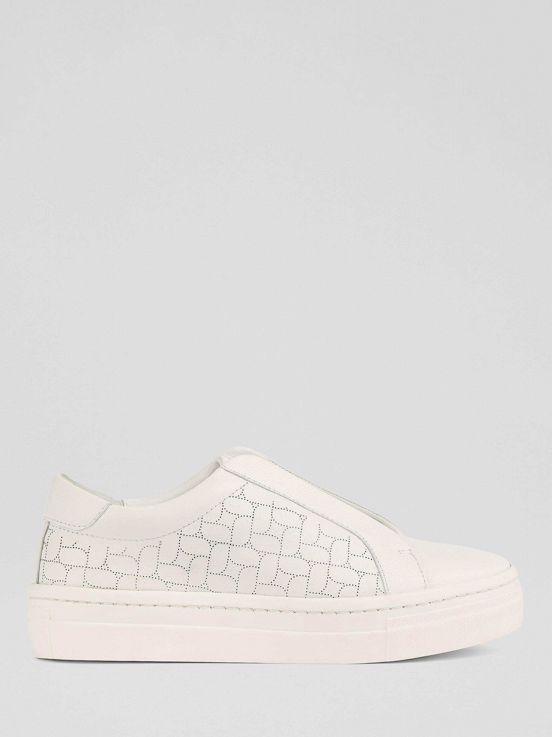 Product image 1 of 3, which shows L.K.Bennett Leather Oloid Pull On Trainers, Off White, 2