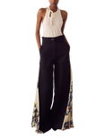 S.S.DALEY Audrey Print Panel Pure Wool Trousers, Black/ Printed
