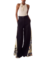 S.S.DALEY Audrey Print Panel Pure Wool Trousers, Black/ Printed