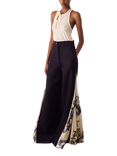 S.S.DALEY Audrey Print Panel Pure Wool Trousers, Black/ Printed