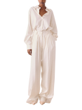 S.S.DALEY Orla Pleat Pure Silk Trousers, Ecru