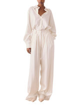 S.S.DALEY Orla Pleat Pure Silk Trousers, Ecru