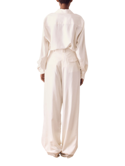 S.S.DALEY Orla Pleat Pure Silk Trousers, Ecru - view 2, Ecru