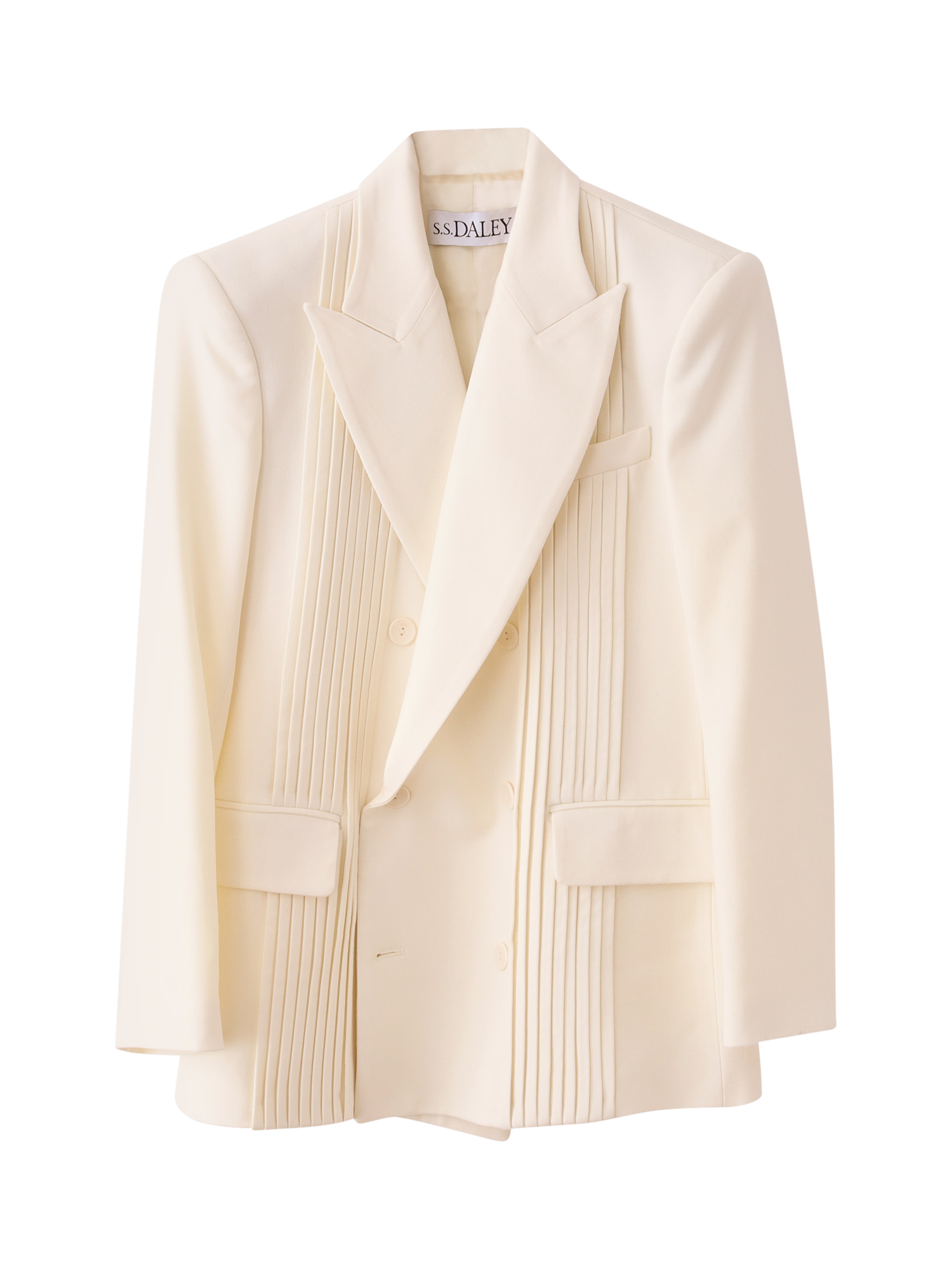 Product image 3 of 5, which shows S.S.DALEY Martha Pleated Pure Wool Jacket, Cream, S