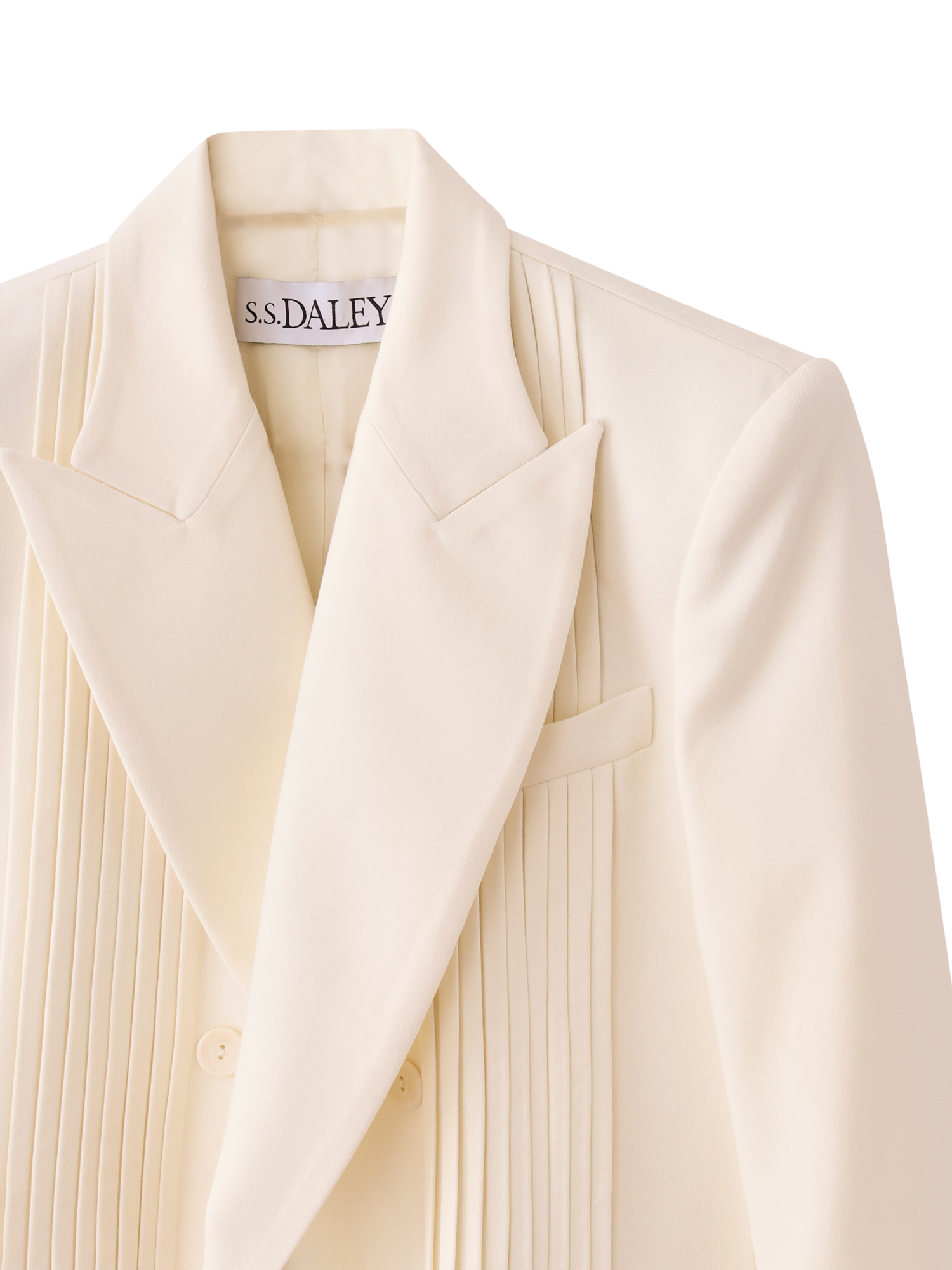 Product image 4 of 5, which shows S.S.DALEY Martha Pleated Pure Wool Jacket, Cream, S