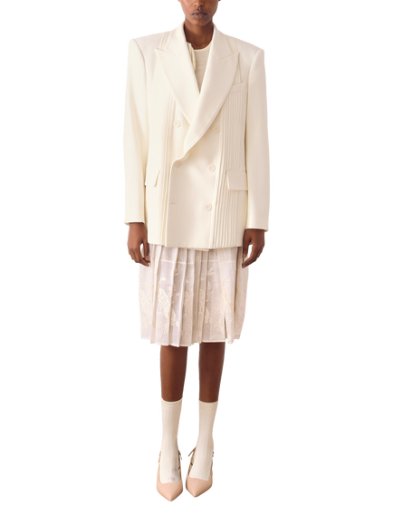 S.S.DALEY Martha Pleated Pure Wool Jacket, Cream, Cream