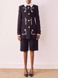 S.S.DALEY Embroidered Collarless Tailored Jacket, Black/White