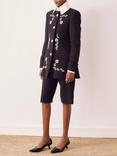 S.S.DALEY Embroidered Collarless Tailored Jacket, Black/White