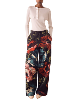 S.S.DALEY Floral Print Straight Trousers, Vase Print, Vase Print