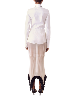 S.S.DALEY Edith Sheer Pure Silk Sunray Pleated Skirt, Ecru White / Black - view 2, Ecru White / Black