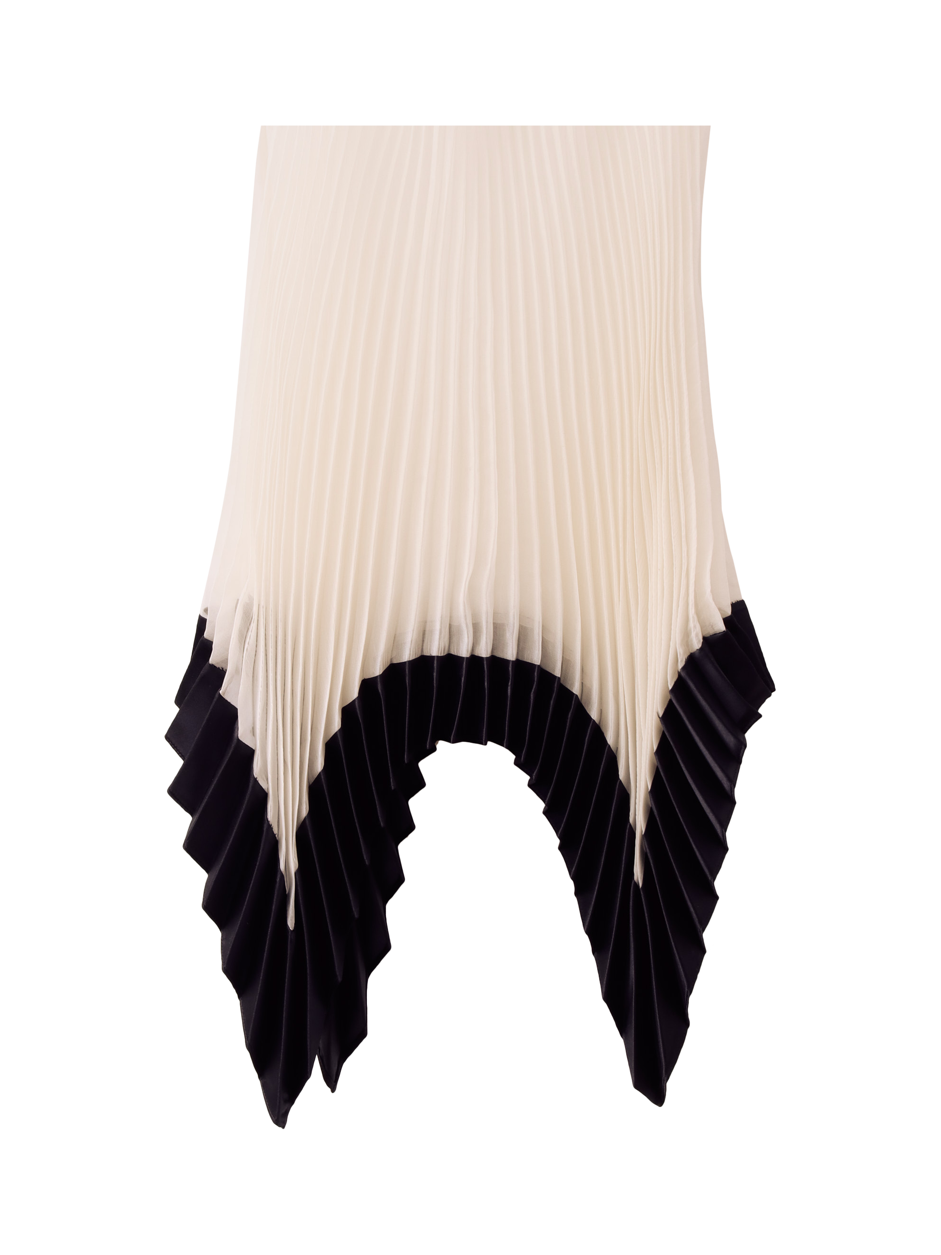 Product image 3 of 3, which shows S.S.DALEY Edith Sheer Pure Silk Sunray Pleated Skirt, Ecru White / Black, 8