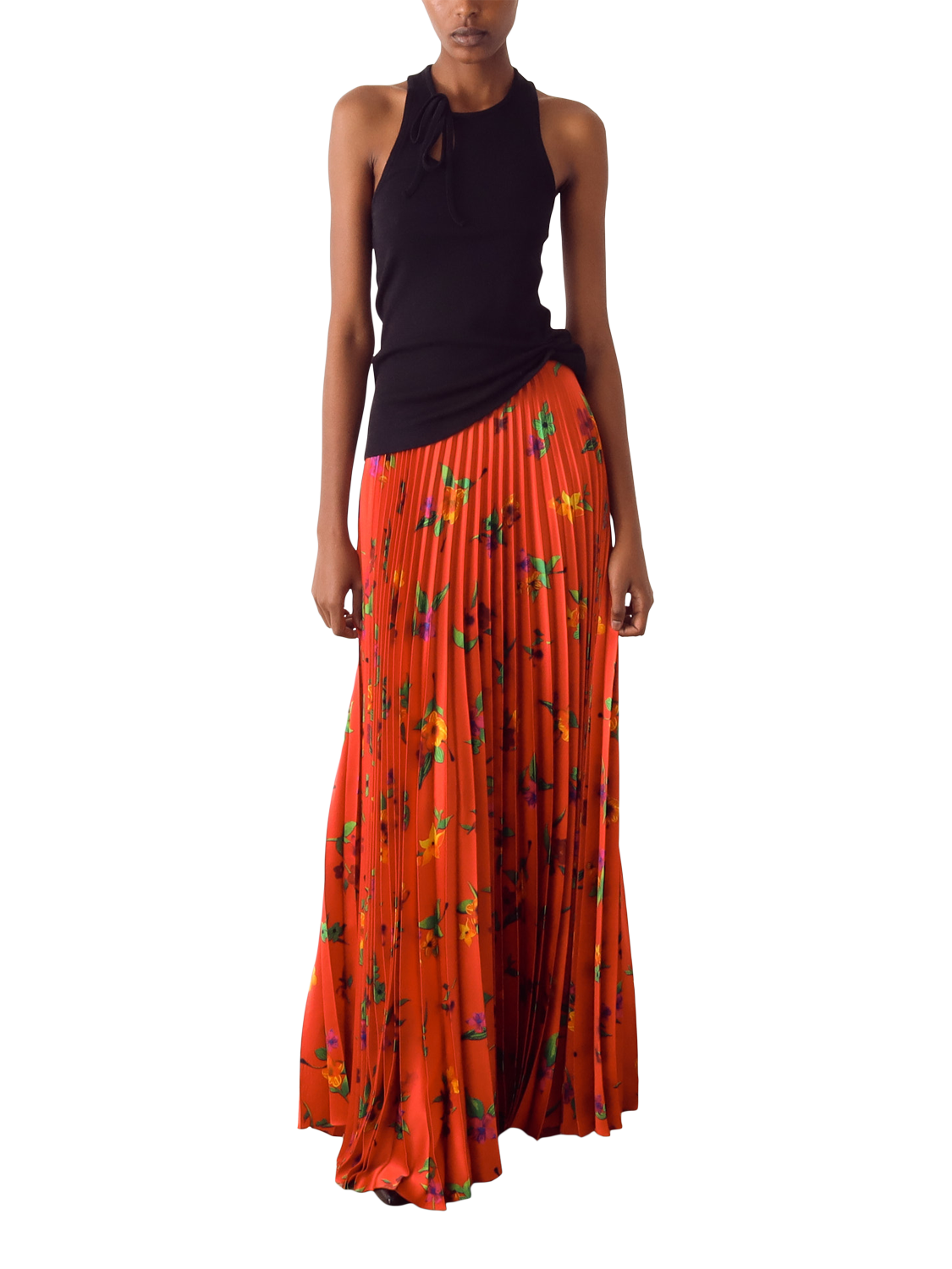 Product image 1 of 4, which shows S.S.DALEY Floral Pleated Sunray Pure Silk Skirt, Multi, 8
