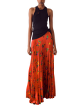 S.S.DALEY Floral Pleated Sunray Pure Silk Skirt, Multi