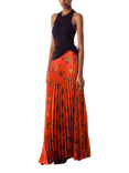 S.S.DALEY Floral Pleated Sunray Pure Silk Skirt, Multi