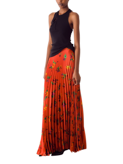 S.S.DALEY Floral Pleated Sunray Pure Silk Skirt, Multi - view 2, Multi