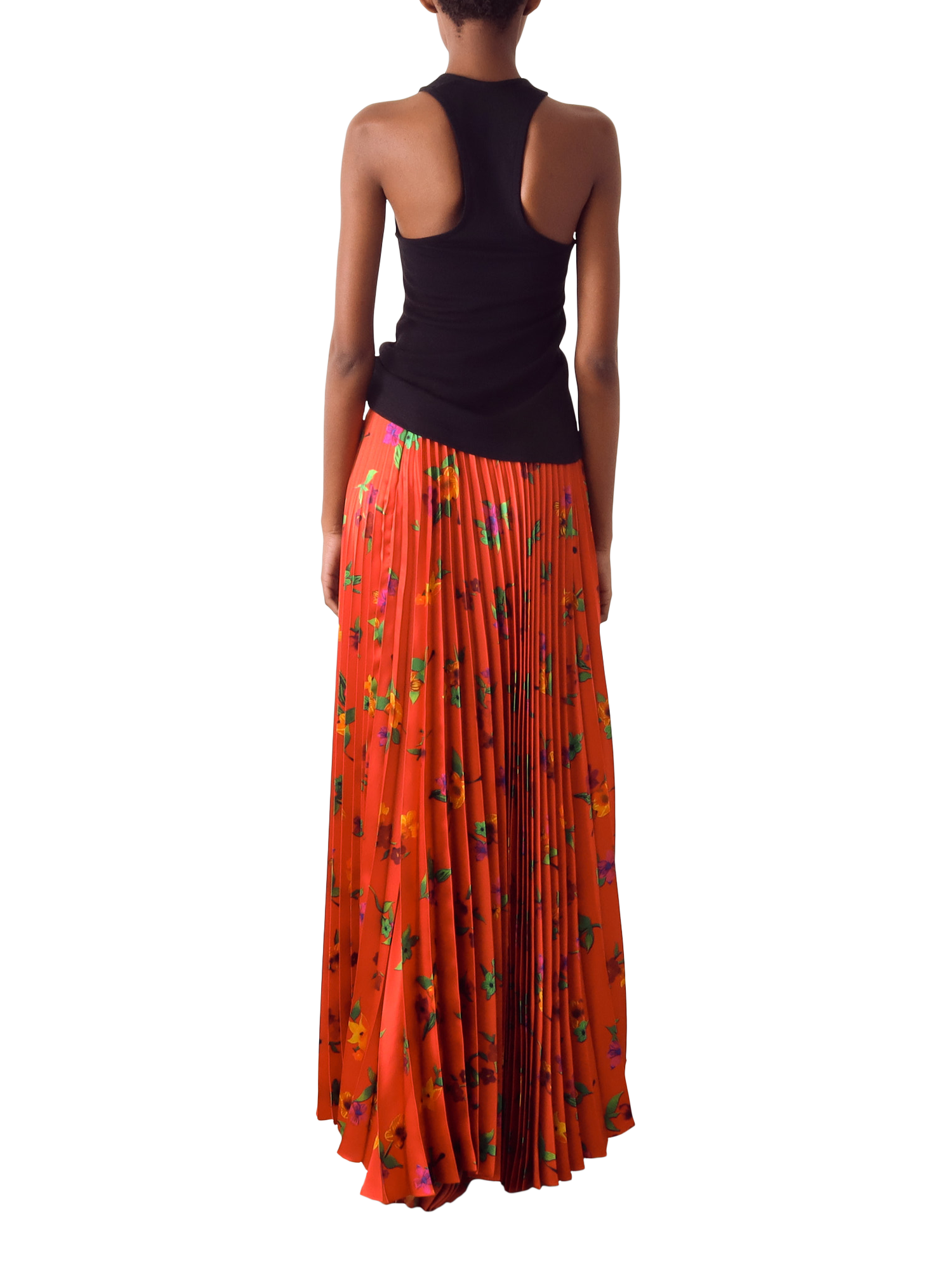 Product image 3 of 4, which shows S.S.DALEY Floral Pleated Sunray Pure Silk Skirt, Multi, 8