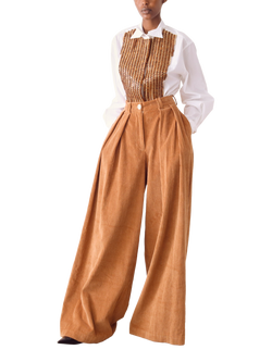 S.S.DALEY Isla Beaded Bib Shirt, White/Beaded, White/ Beaded