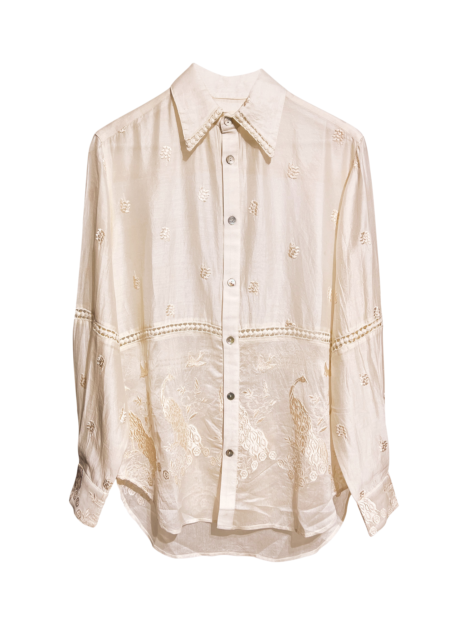 Product image 1 of 2, which shows S.S.DALEY Ada Embroidered Long Sleeve Shirt, Ecru, S