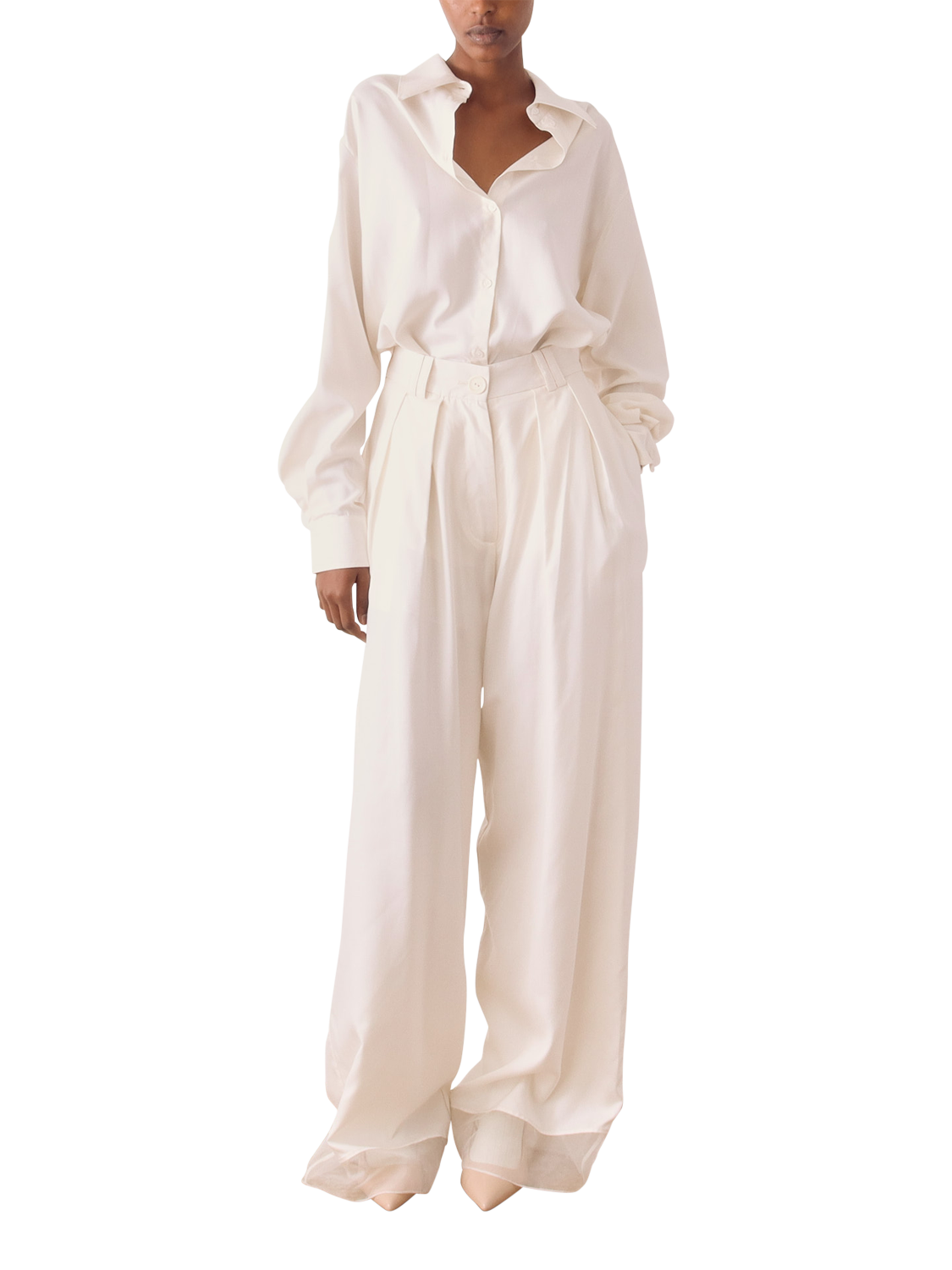 Product image 1 of 6, which shows S.S.DALEY Orla Pure Silk Shirt, Ecru, S