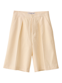 S.S.DALEY Pleated Tailored Pure Wool Shorts, Ecru, Ecru