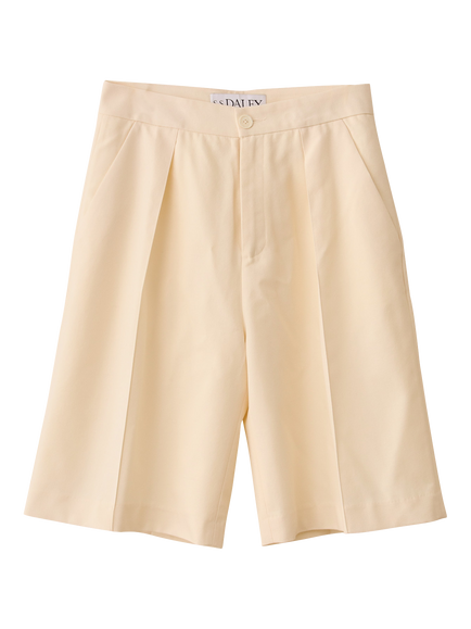 S.S.DALEY Pleated Tailored Pure Wool Shorts, Ecru, Ecru