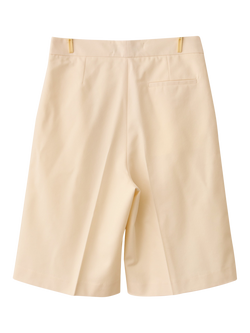 S.S.DALEY Pleated Tailored Pure Wool Shorts, Ecru - view 2, Ecru