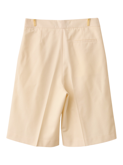 S.S.DALEY Pleated Tailored Pure Wool Shorts, Ecru - view 2, Ecru