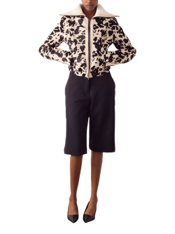 S.S.DALEY Ponyskin Aviator Jacket, Blk/Wht, Blk/Wht