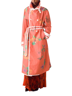 S.S.DALEY Smudge Floral Trench Coat, Red Floral, Red Floral
