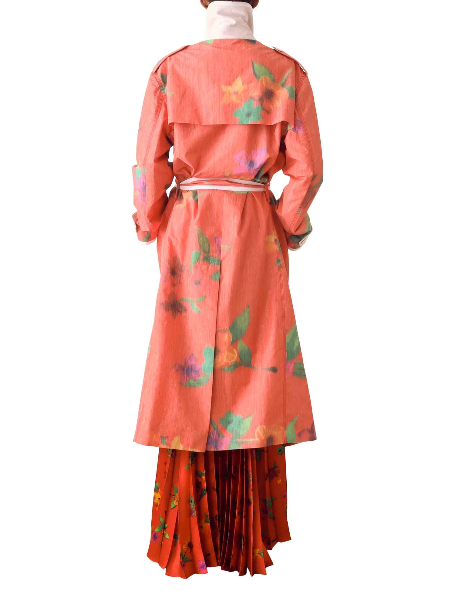 Product image 4 of 8, which shows S.S.DALEY Smudge Floral Trench Coat, Red Floral, S